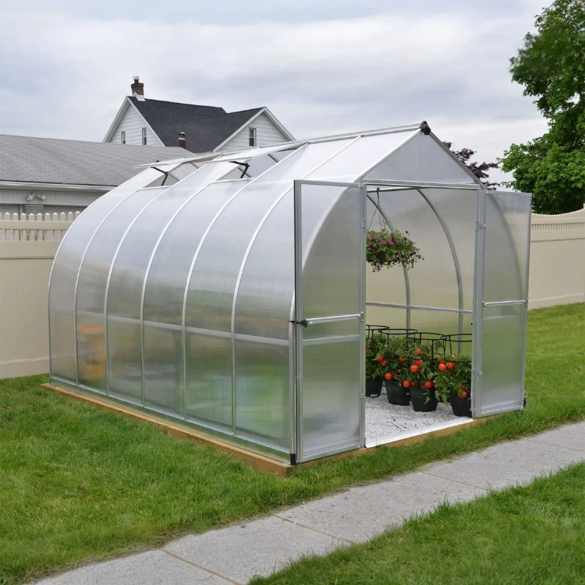 Kit de serre Bella de 8 ft. x 12 ft. – structure argentée et panneaux à double paroi