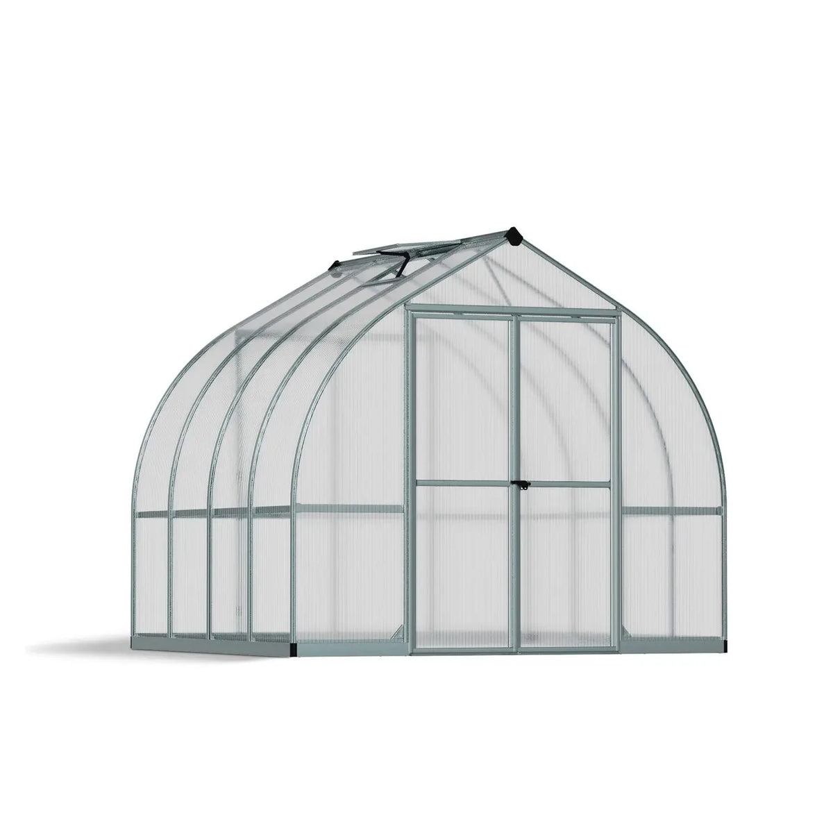 Kit de serre Bella 8 ft. x 8 ft. – structure argentée et panneaux à double paroi