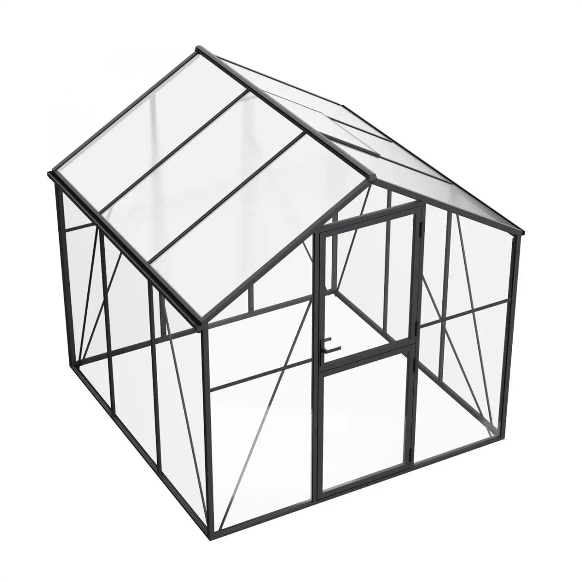 Serre Premium noire 232 cm – structure en aluminium avec verre et polycarbonate