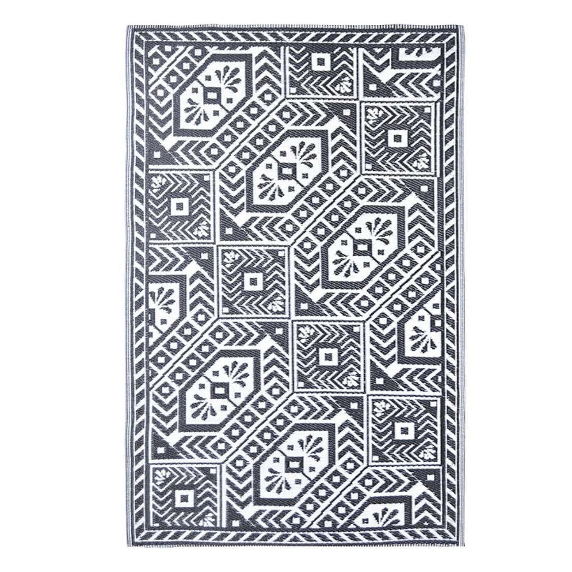 Tapis de jardin à motif losanges noir et blanc S