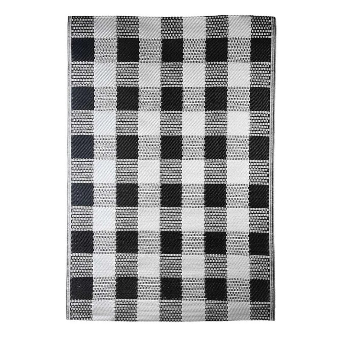 Tapis de jardin à carreaux noir et blanc S
